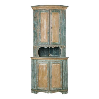 Antique Gustavian Pine Corner Cabinet, Sweden, 1820 For Sale
