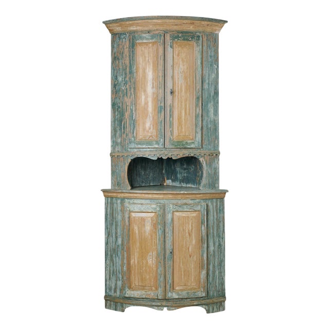 Antique Gustavian Pine Corner Cabinet, Sweden, 1820 For Sale