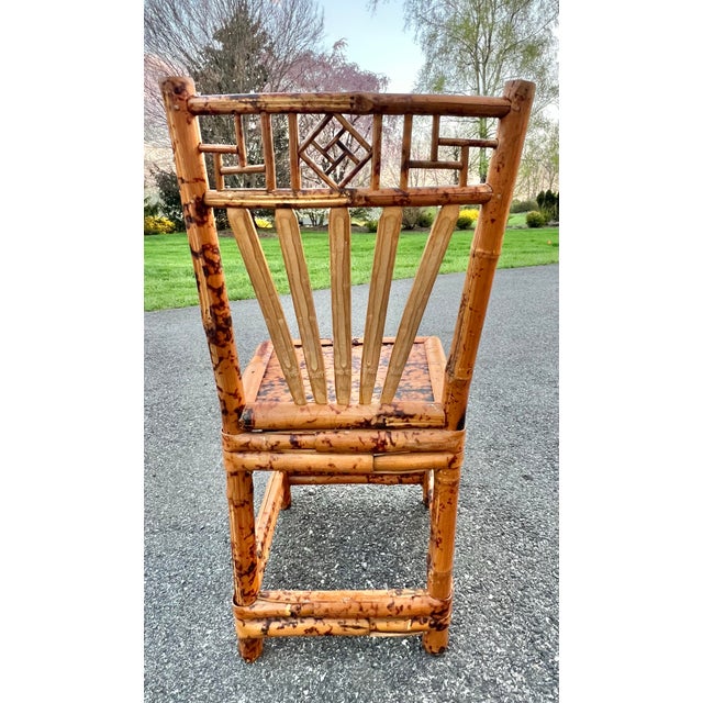 Mid Century Boho Chic Tortoiseshell Bamboo Chairs -Set of 4 For Sale - Image 10 of 12