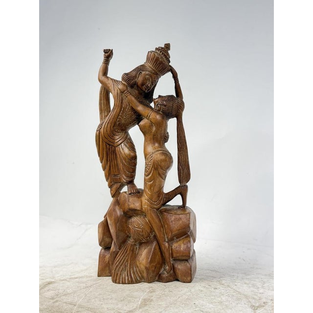 Antique Asian Hand-Carved Wooden Statue For Sale - Image 12 of 12