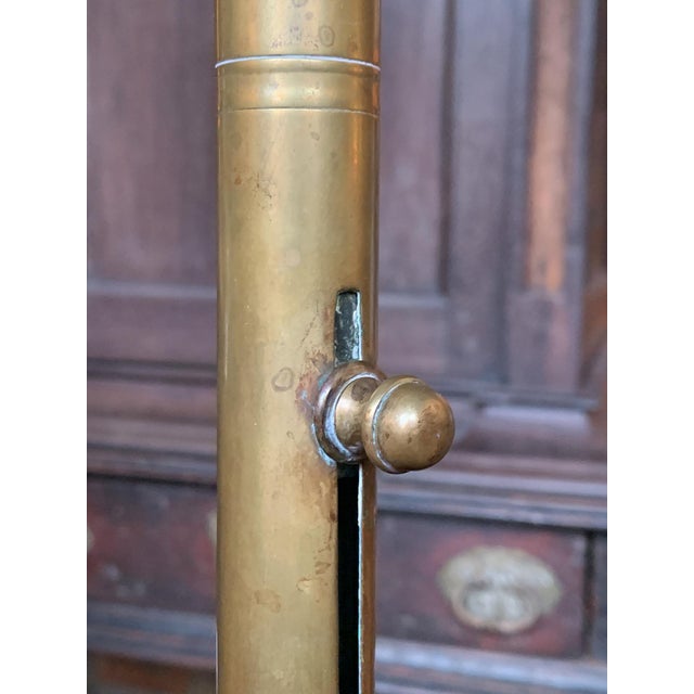 Brass Tall Antique English Brass Candlesticks - A Pair For Sale - Image 8 of 13