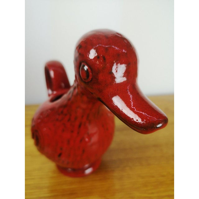 Mid-Century Red Glazed Duck Pot For Sale - Image 5 of 11
