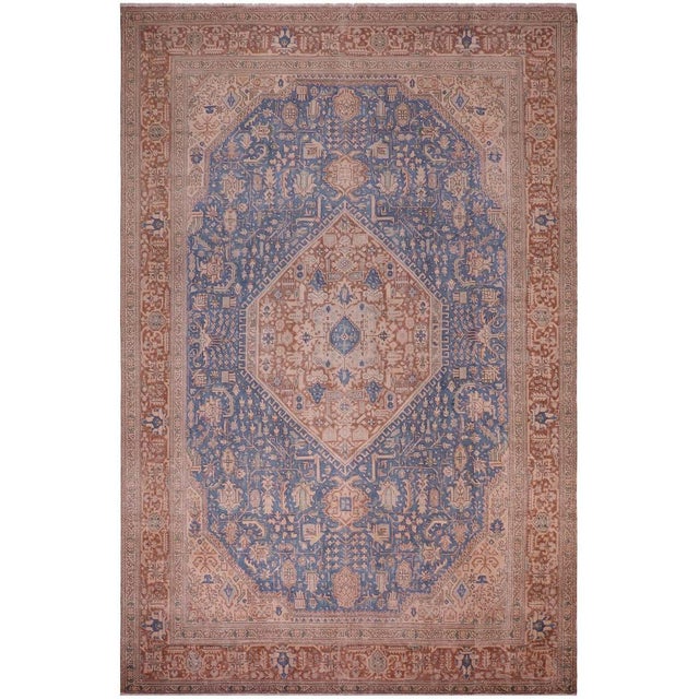 Boho Chic 1990's Vintage Blue/Brown Wool Rug - 8'0'' X 11'2'' For Sale - Image 10 of 10