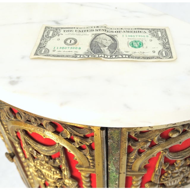 Early 20th Century Demi Lune Bronze Ornaments Mount Decorated Petit Console Table w/ Chair Mint For Sale - Image 5 of 18