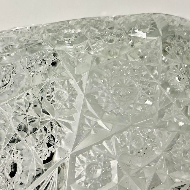 Late 1800s Antique Boho Chic Hollywood Regency American Brilliant Cut Glass Square Serving Dish For Sale - Image 9 of 10