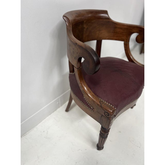 Empire Style Desk Chair in Mahogany and Veneer, 19th Century For Sale - Image 4 of 12