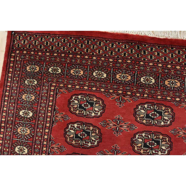 Bokhara Rug 3’2” X 5’3” Red Wool Tribal Hand-Knotted Oriental Carpet For Sale In Philadelphia - Image 6 of 13