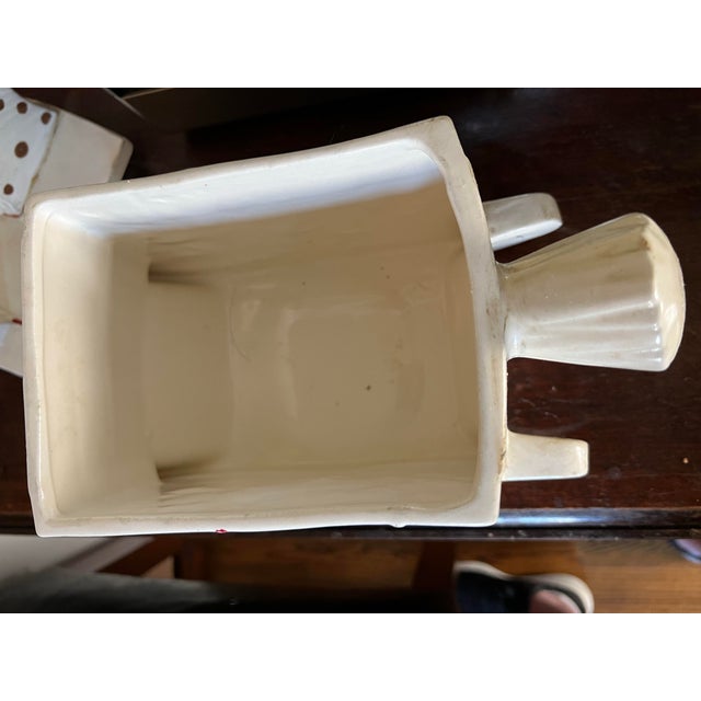 Metlox Vintage White Hand Painted Rocking Horse Cookie Jar W/Red Harness For Sale - Image 9 of 9