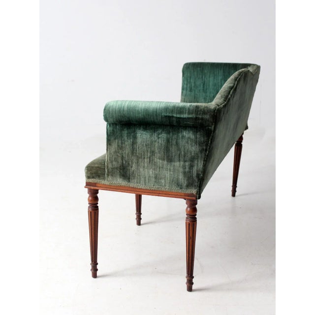 Antique Neoclassical Settee With Velvet Upholstery For Sale - Image 4 of 17