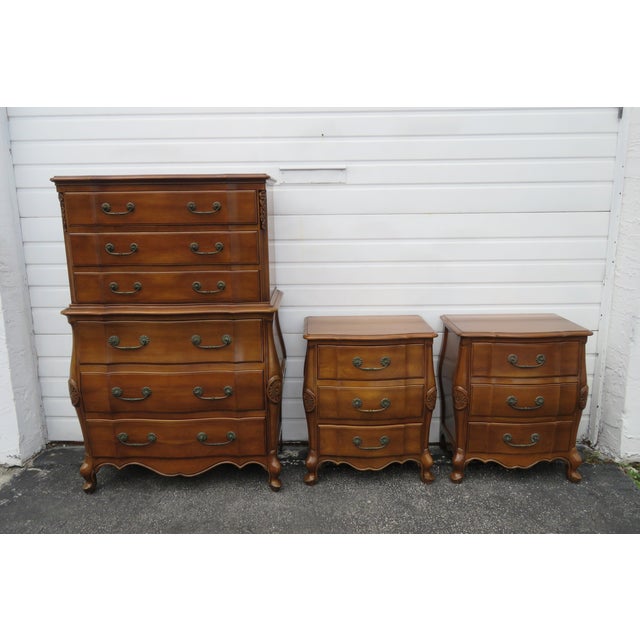 French Cherry Tall Bombay Pair Of Nightstands Side End Tables By Union National Chairish