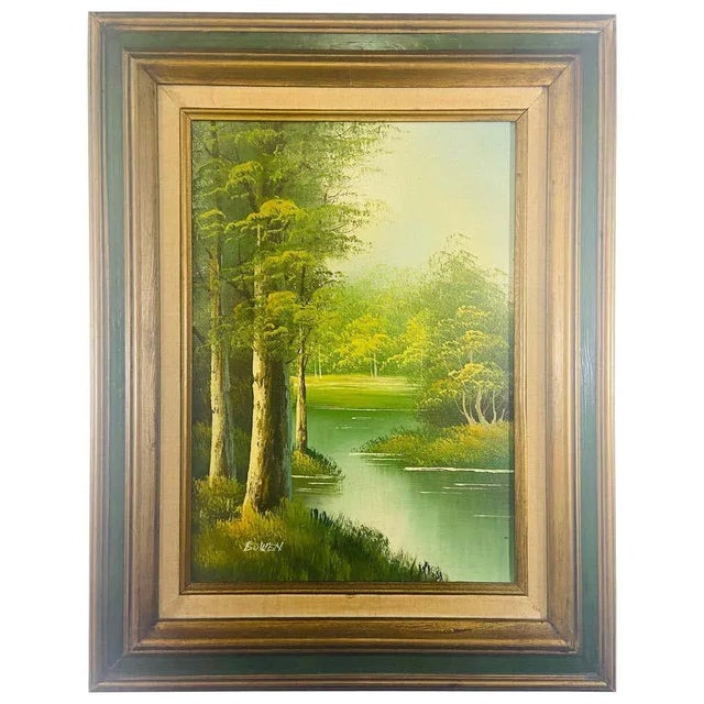Landscape Oil on Canvas Framed Painting Signed Artist Bowen For Sale - Image 12 of 12