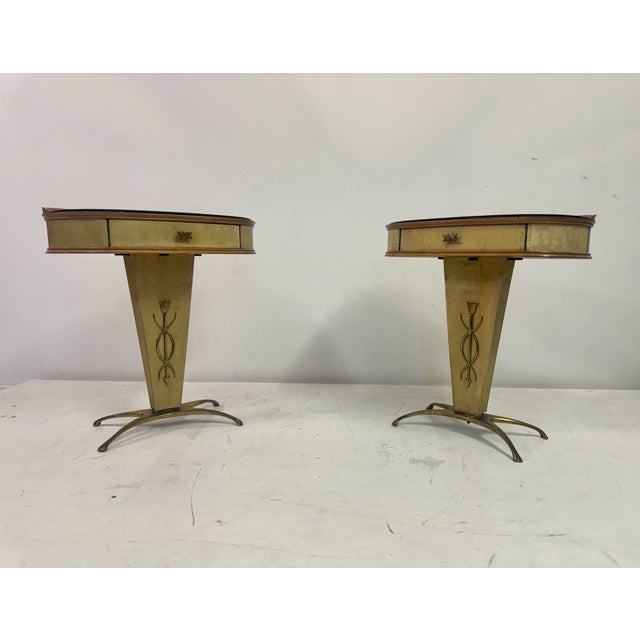 Italian Parchment Bedside Tables or Nightstands, 1950s, Set of 2 For Sale - Image 9 of 17