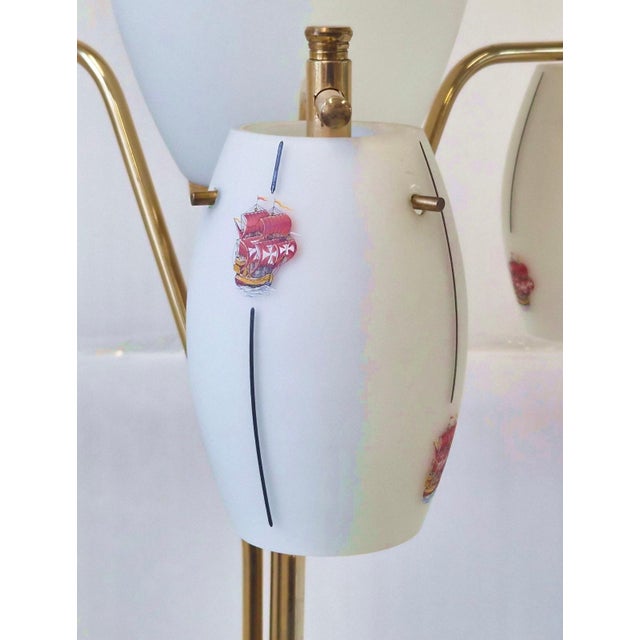 Vintage Floor Lamp in Metal and Opal Glass from Maison Arlus, 1950s For Sale - Image 4 of 15