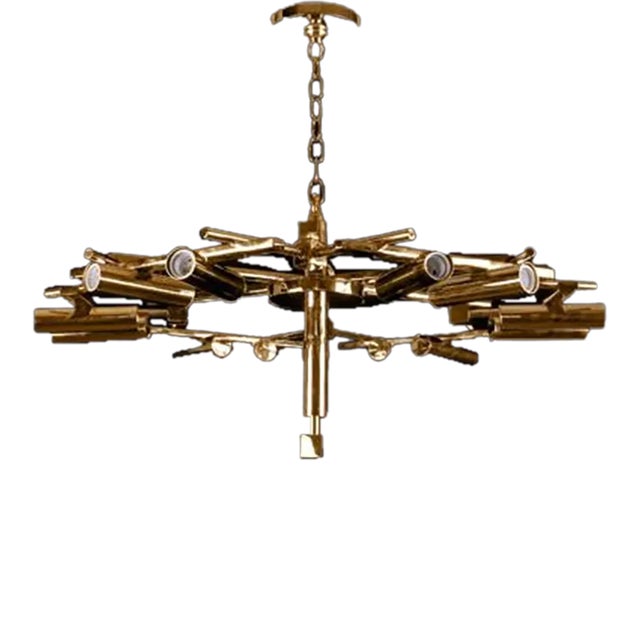Snowflake Medial Chandelier in Gold Finish For Sale