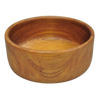 Vintage Mid Century Danish Modern Carved Teak Wood Salad Fruit Bowl (A) For Sale