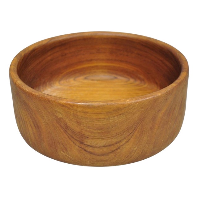 Vintage Mid Century Danish Modern Carved Teak Wood Salad Fruit Bowl (A) For Sale