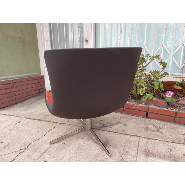 Red 1980s Mid Century Heavy Chrome Swivel Lounge Chairs by Monica Forster for Bernhardt - Set of 2 For Sale - Image 8 of 9