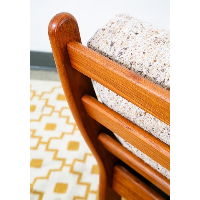 Brown 1960s Mid Century Danish Modern Lounge Chair Side Solid Teak Wool Denmark Oatmeal MCM For Sale - Image 8 of 12