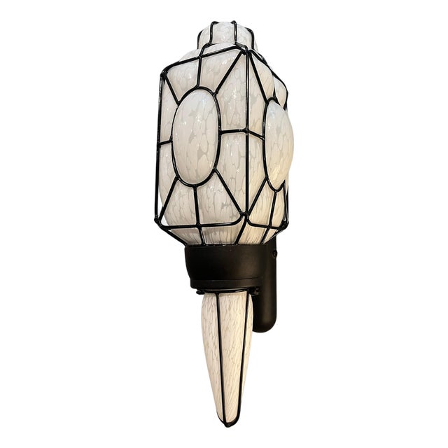 Polychrome Murano Glass Wall Lamp with Black Metal Frame, Italy, 1980s For Sale