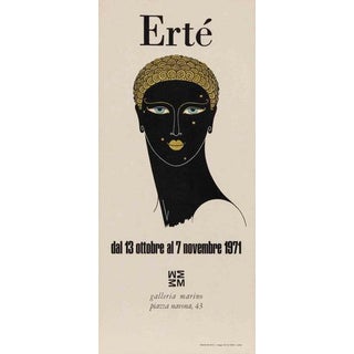 Offset Print Exhibition Poster attributed to Ertè, 1971 For Sale