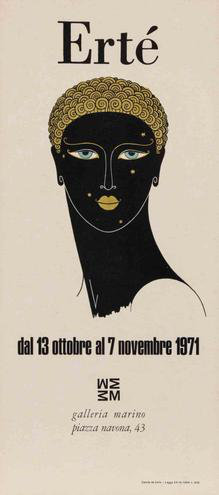 Offset Print Exhibition Poster attributed to Ertè, 1971