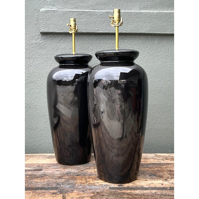 Mid 20th Century Vintage Postmodern Ceramic Lamps - A Pair For Sale - Image 5 of 12