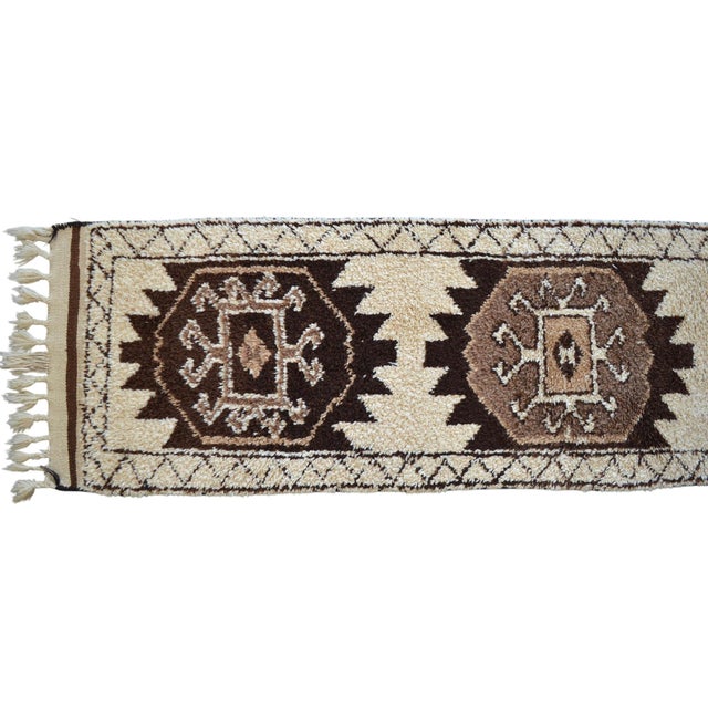 Hand-Knotted Kurdish Runner Rug . Tribal Herki . Undyed Wool Hallway Decor - 2′10″ × 11′11″ For Sale - Image 9 of 14