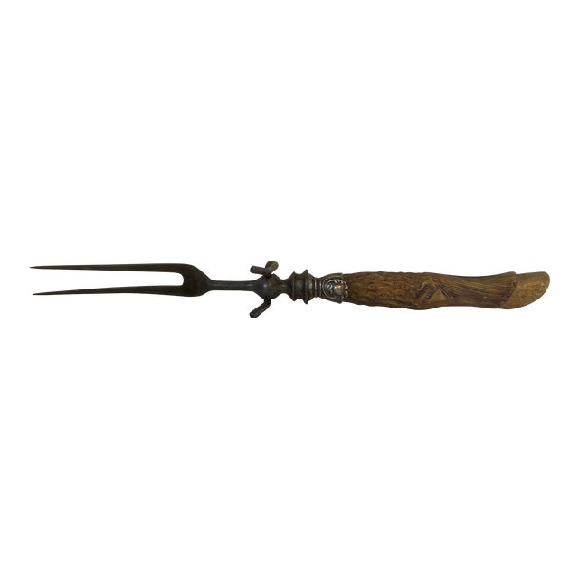 Antique English Antler Carving Fork With Hoof Handle For Sale