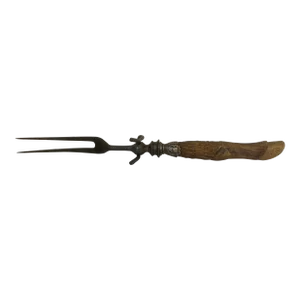 Antique English Antler Carving Fork With Hoof Handle