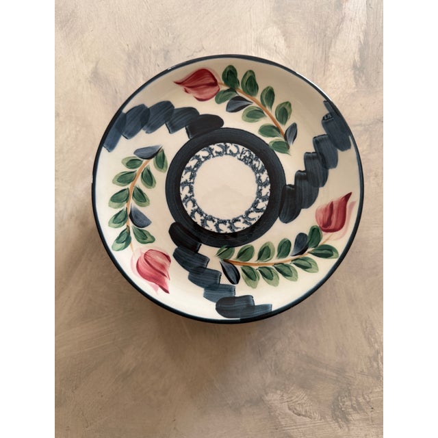 Set of 5 Hand Painted Studio Pottery Plates Signed P Silkotch 1993 Mississippi Folk Art 7 7/8 Inch Salad Plates For Sale In Chicago - Image 6 of 10