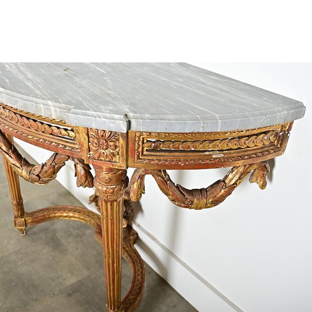 French 18th Century Louis XVI Period Demilune Console For Sale - Image 10 of 14