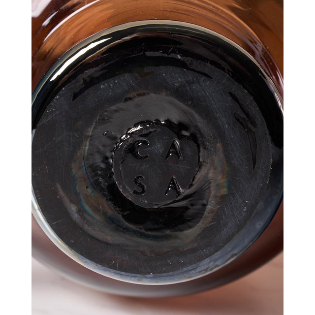 Sculptural Serpintine “Venetian Vase” Decorative Vase by Casa in Amber Handblown Glass For Sale - Image 17 of 17