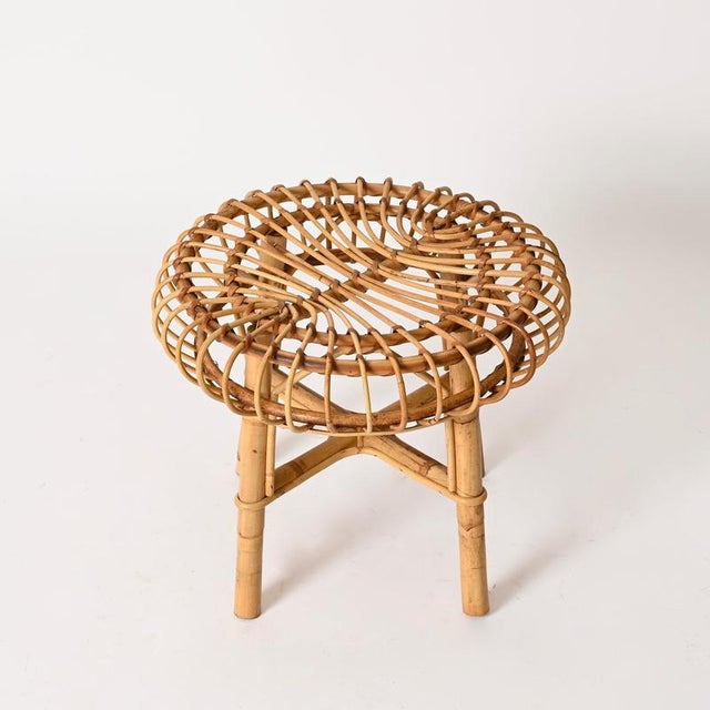 Wood Italian Side Table in Rattan and Bamboo from Franco Albini, 1960s For Sale - Image 7 of 11