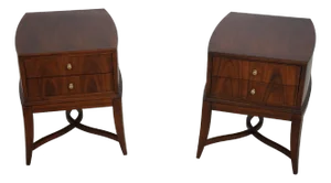 Pair Bob Mackie Modern Deco Style 2 Drawer Lamp Tables