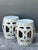 Off-white Vintage Linked Rings Glazed Ceramic Garden Stools - A Pair For Sale - Image 8 of 12