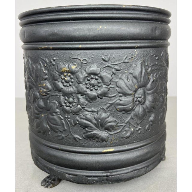 Vintage French Floral Painted Brass Jardiniere For Sale - Image 5 of 18