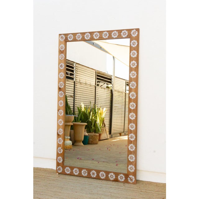 Full Length Mother of Pearl Inlay Floor Mirror For Sale - Image 9 of 11