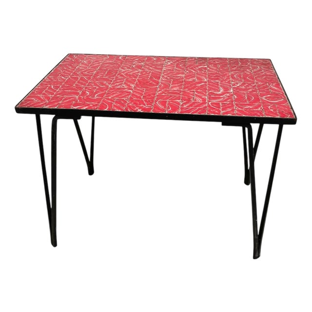 Red Ceramic Coffee Table, 1950s For Sale