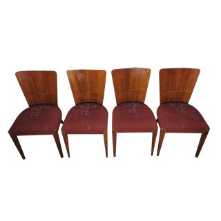 Art Deco Dining Chairs by Jindrich Halabala, 1940s, Set of 4 For Sale