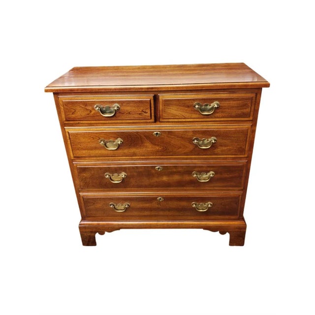 Wood Vintage Statton Trutype Americana Oxford Cherry Dresser Chest For Sale - Image 7 of 11
