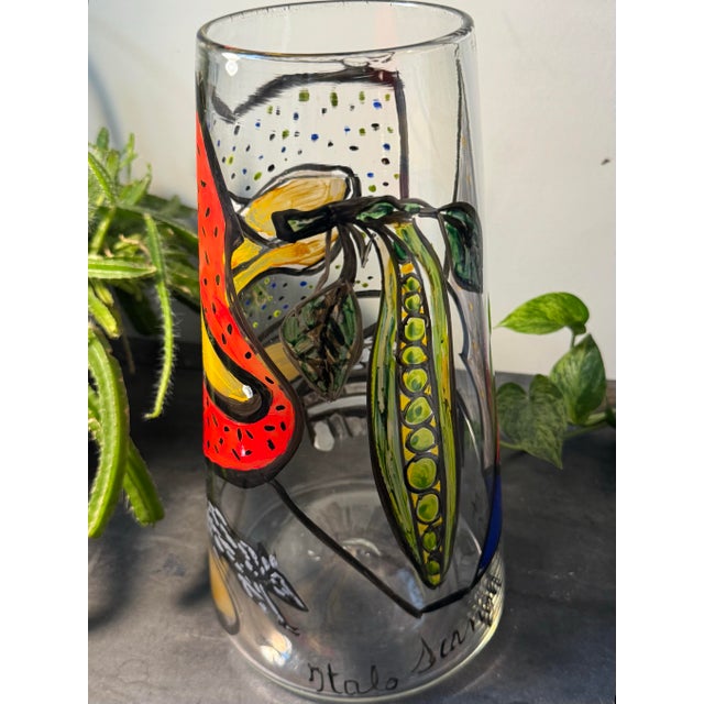Glass 1987 Signed Italo Scanga Neo-Expressionist Hand-Painted Blown Glass Pilchuck Vase For Sale - Image 7 of 11