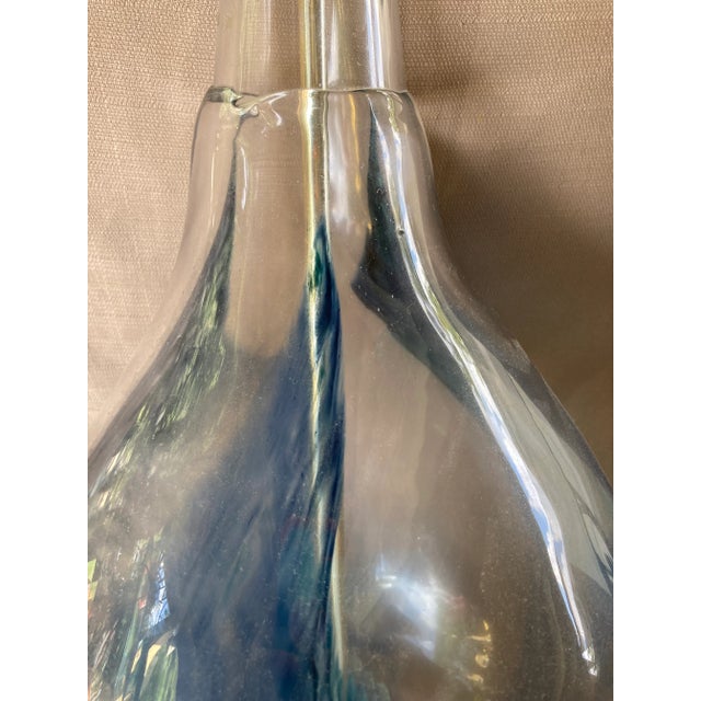 Mid-Century Italian Murano Art Glass Chrome Hand Blown Blue Swirl Lamp For Sale In West Palm - Image 6 of 10