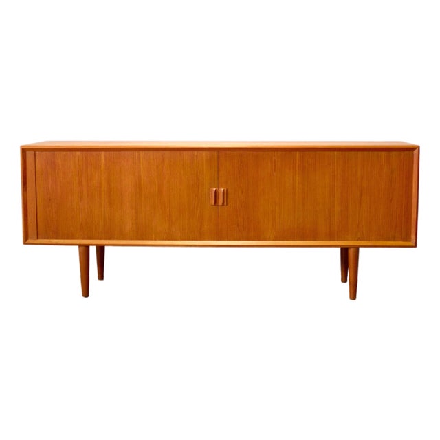 Faarup Møbelfabrik Model #49 Danish Teak Sideboard With Tambour Doors Designed by Svend Aage Larsen For Sale