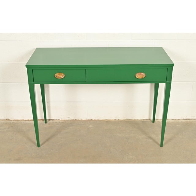 English John Widdicomb Antique Federal Green Lacquered Console or Entry Table, Newly Refinished For Sale - Image 3 of 15