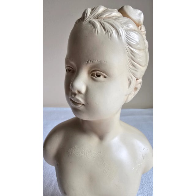 Alexander Backer Vintage Alexander Backer Chalkware Young Girl Bust Statue For Sale - Image 4 of 9