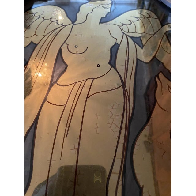 Early 20th Century Maison Jansen Verre églomisé French Style Mid Century Carved Gilt Mirror For Sale - Image 9 of 11