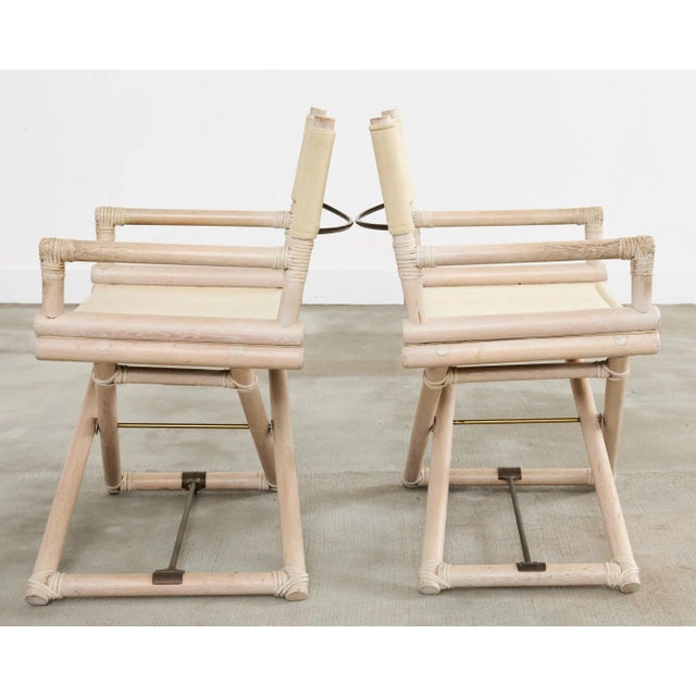 Set of Four McGuire Campaign Style Cerused Directors Chairs For Sale In Sacramento - Image 6 of 12