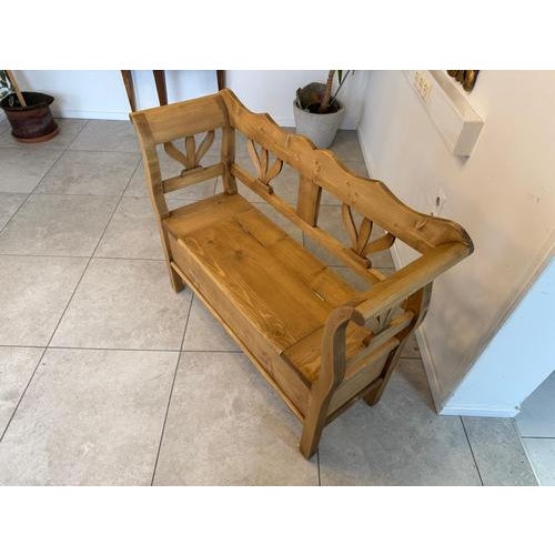 Antique Farmhouse Kitchen Bench with Storage For Sale - Image 11 of 12