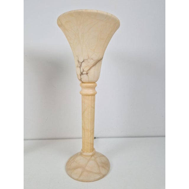 Vintage Alabaster Table Lamps in Marble, 1970s, Set of 2 For Sale - Image 3 of 9