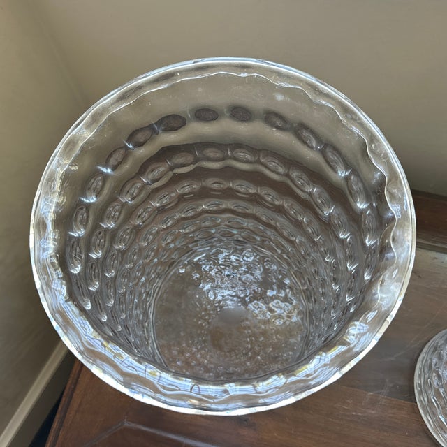 1990s Glass Honeycomb Hurricane Candle/Vases For Sale - Image 5 of 5